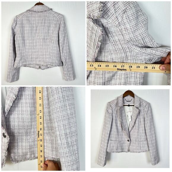 NWT White House black market tweed blazer Sz 14 Purple White - Picture 4 of 10